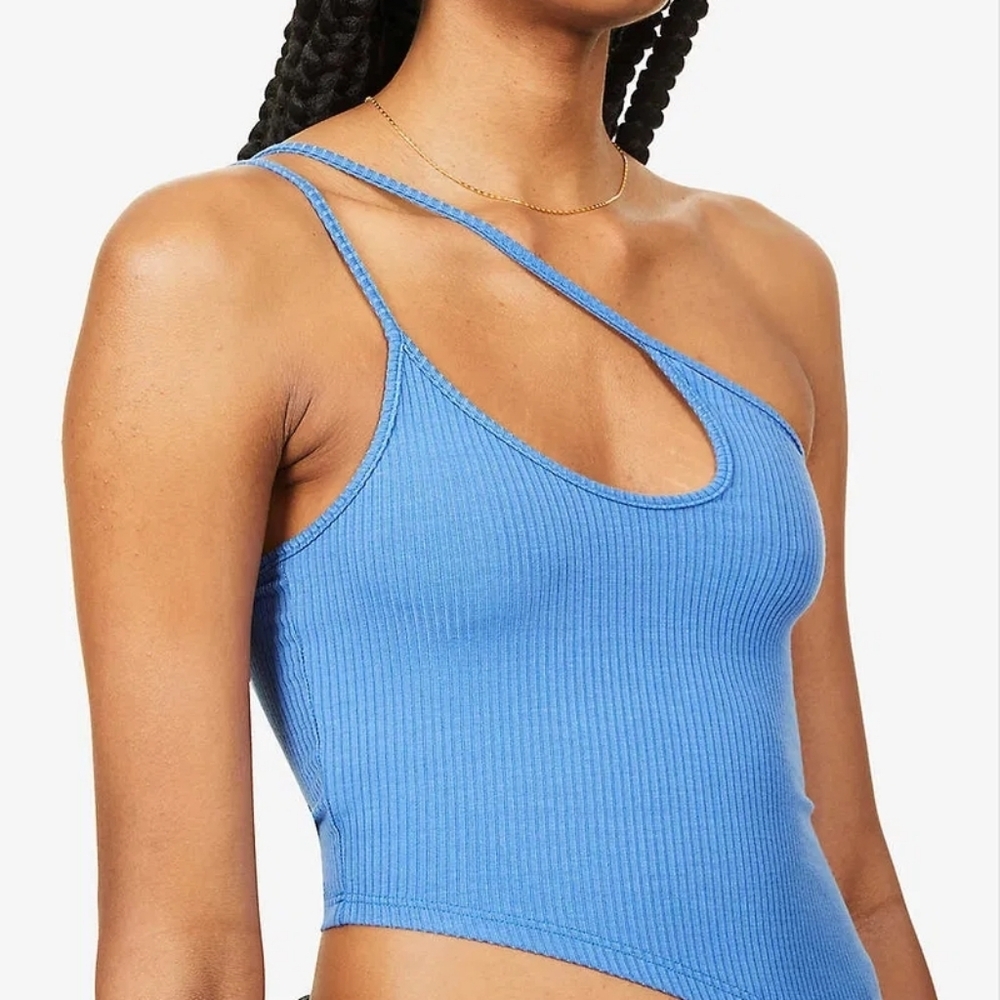 REFORMATIONOceane Asymmetric Ribbed Stretch-Jersey Top